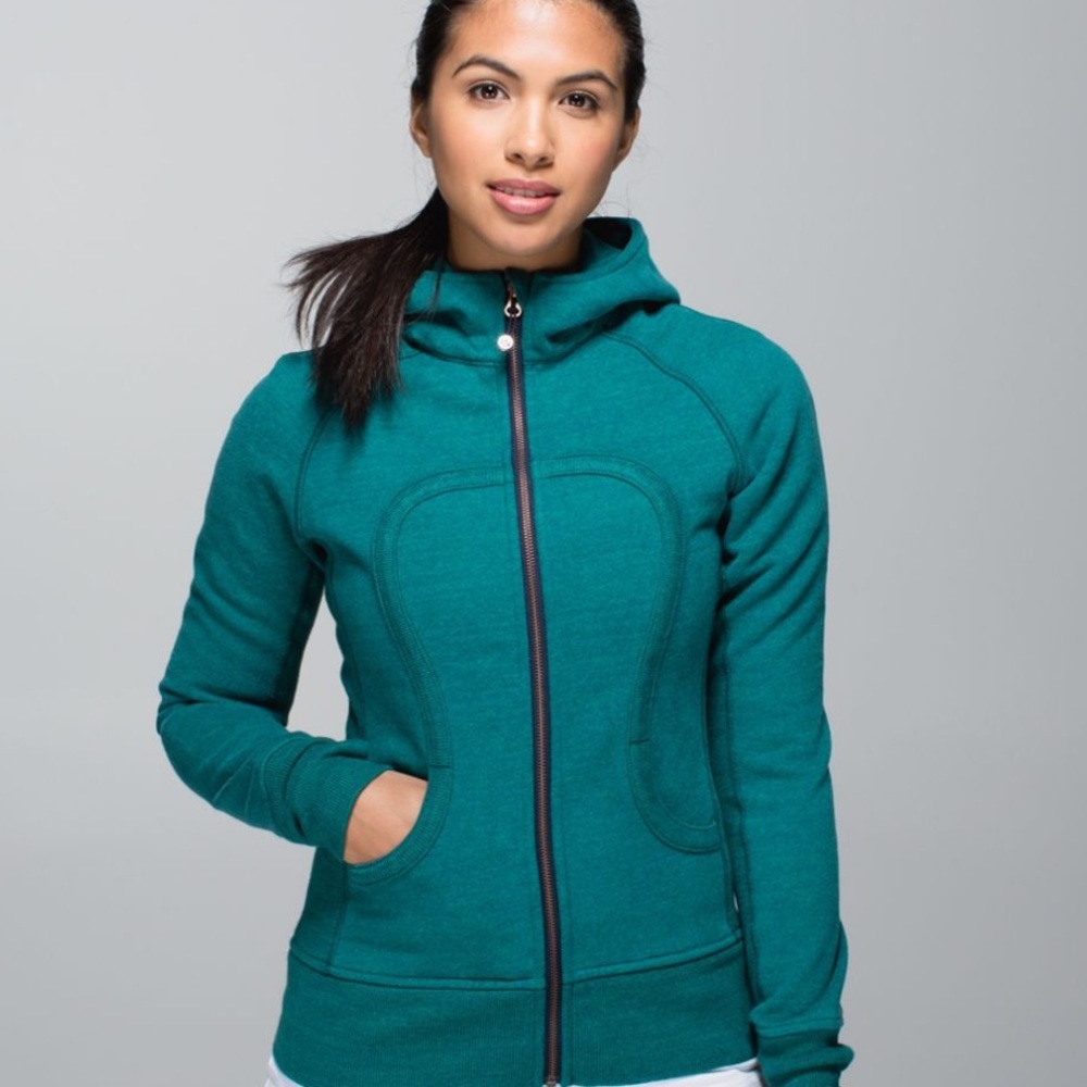 Lululemon Scuba II Heathered Teal Green and Navy Blue Inkwell Size 6 Zip Up